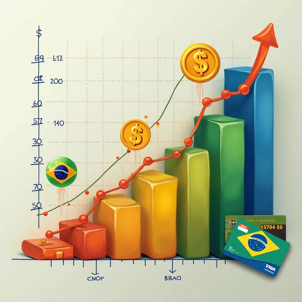 Gráfico mostrando crescimento de dívidas e crise financeira no Brasil